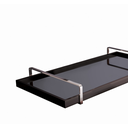 Ver imagem 3 de Bandeja Decorativa Espelhada Preta para Servir com Alça Prata