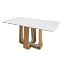 Ver imagem 2 de Mesa de Jantar Retangular 6 Lugares Tampo MDF 170cm Sintonia Bege Amêndoa Clean/Off White