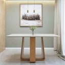 Ver imagem 1 de Mesa de Jantar Retangular 6 Lugares Tampo MDF 170cm Sintonia Bege Amêndoa Clean/Off White
