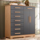 Ver imagem 2 de Cômoda Verona 2 Portas e 8 Gavetas Freijó/titanium - Móveis Albatroz