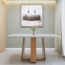 Ver imagem 1 de Mesa de Jantar Retangular 6 Lugares Tampo com Vidro 170cm Sintonia Bege Amêndoa Clean/Off White