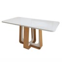 Ver imagem 3 de Mesa de Jantar Retangular 6 Lugares Tampo com Vidro 170cm Sintonia Bege Amêndoa Clean/Off White