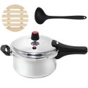 Ver imagem 1 de Panela de Pressão 3 Litros Antiaderente Fechamento Externo + Descanso Redondo + Concha de Silicone P