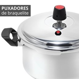 Panela de Pressão 3 Litros Antiaderente Fechamento Externo + Descanso Redondo + Concha de Silicone P - 6