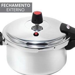 Panela de Pressão 3 Litros Antiaderente Fechamento Externo + Descanso Redondo + Concha de Silicone P - 5