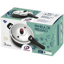 Panela de Pressão 3 Litros Antiaderente Fechamento Externo + Descanso Redondo + Concha de Silicone P - 7