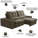 Ver imagem 3 de Sofá Retrátil Reclinável para Sala 3 Lugares 230cm Curie F04 Veludo Marrom Claro - Lyam Decor