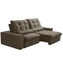 Ver imagem 1 de Sofá Retrátil Reclinável para Sala 3 Lugares 230cm Curie F04 Veludo Marrom Claro - Lyam Decor