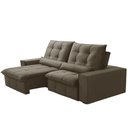 Ver imagem 7 de Sofá Retrátil Reclinável para Sala 3 Lugares 230cm Curie F04 Veludo Marrom Claro - Lyam Decor