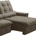 Ver imagem 5 de Sofá Retrátil Reclinável para Sala 3 Lugares 230cm Curie F04 Veludo Marrom Claro - Lyam Decor