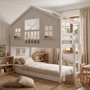 Ver imagem 1 de Beliche Infantil Montessoriano com Varanda Casinha Dos Sonhos Madeira Maciça Branco Megamobilia