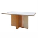Ver imagem 3 de Mesa de Jantar Retangular 6 Lugares Tampo com Vidro 170cm Astrid Bege Amêndoa Clean/Off White