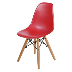 Cadeira Infantil Eames Polipropileno Vermelho com Base Madeira - 40605