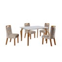 Ver imagem 2 de Conjunto Sala de Jantar Mesa Marialice com 4 Cadeiras Atena Cinamomo-Tampo Vidro/MDF /Off White/Bege