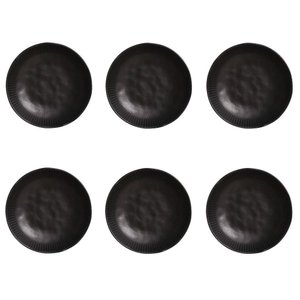 Conjunto de Pratos Fundos 06 Peças Linhas Preto Matte Porto Brasil
