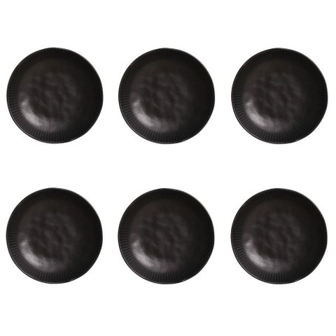 Conjunto de Pratos Fundos 06 Peças Linhas Preto Matte Porto Brasil