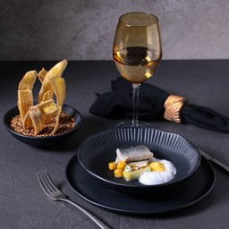 Conjunto de Pratos Fundos 06 Peças Linhas Preto Matte Porto Brasil - 3
