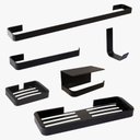 Ver imagem 1 de Kit Acessórios para Banheiro Preto 6 Peças C/suporte Celular