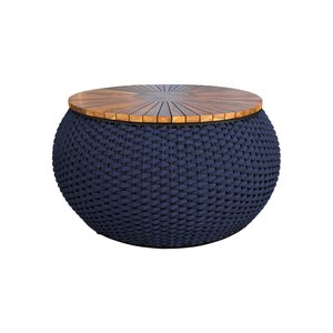 Mesa de Centro Barril Alumínio Corda Náutica Azul Marinho