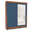 Ver imagem 2 de Roupeiro Porto 2 Portas de Correr com Espelho 177x213cm Freijó/Azul 240849