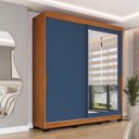 Ver imagem 1 de Roupeiro Porto 2 Portas de Correr com Espelho 177x213cm Freijó/Azul 240849