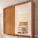 Ver imagem 1 de Guarda-roupa Casal Moviment 2 Portas 4 Gavetas com Espelho Freijó/off White - Caemmun