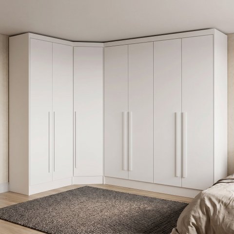 Guarda-Roupa Modulado de Canto Oblíquo 7 Portas 6 Gavetas 100% MDF Cairo