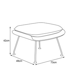 Poltrona Womb Chair com Puff Cromada Sintético Cinza - 5