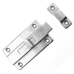 Kit 2 Fechos Travas Tramela Deslizantes de Aço Inoxidável para Porta Armário 6,5cm Fechadura Facil N - 6