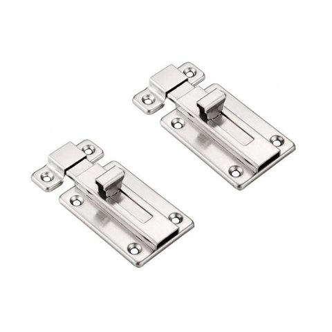 Kit 2 Fechos Travas Tramela Deslizantes de Aço Inoxidável para Porta Armário 6,5cm Fechadura Facil N