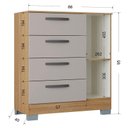 Ver imagem 2 de Cômoda 868 4 Gavetas e 1 Porta com Guarda Roupa Casal Tóquio 6 Portas Damasco Off White - Poquema