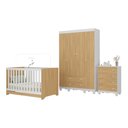 Ver imagem 2 de Quarto de Bebê Completo com Berço Americano 3 em 1 Dengo Multimóveis Mp4588 Branco/madeirado