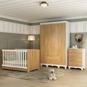 Ver imagem 1 de Quarto de Bebê Completo com Berço Americano 3 em 1 Dengo Multimóveis Mp4588 Branco/madeirado