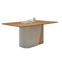 Ver imagem 5 de Conjunto Sala de Jantar 6 Lugares Retangular Tampo MDF no Glass Mesa Luar com Cadeiras Apogeu Marrom Off White/Amêndoa Clean/Bege