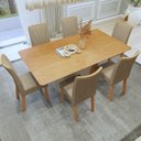 Ver imagem 7 de Conjunto Sala de Jantar 6 Lugares Retangular Tampo MDF no Glass Mesa Luar com Cadeiras Apogeu Marrom Off White/Amêndoa Clean/Bege