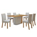 Ver imagem 2 de Conjunto Sala de Jantar 6 Lugares Retangular Tampo MDF no Glass Mesa Luar com Cadeiras Apogeu Marrom Off White/Amêndoa Clean/Bege