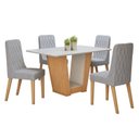 Ver imagem 2 de Conjunto Sala de Jantar 4 Lugares Retangular Tampo Vidro/MDF Mesa Apogeu com Cadeiras Luar Marrom Off White/Amêndoa Clean/Linho Cinza