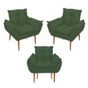 Ver imagem 1 de Kit 03 Poltronas Opala Confortável Sala, Quarto Cor:verde