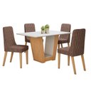 Ver imagem 2 de Conjunto Sala de Jantar 4 Lugares Retangular Tampo MDF Mesa Apogeu com Cadeiras Luar Marrom Amêndoa Clean/Off White/Couro Avelâ