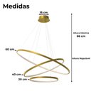 Ver imagem 5 de Lustre Pendente de Teto Led Orbital 3 Anéis Saturno Dourado