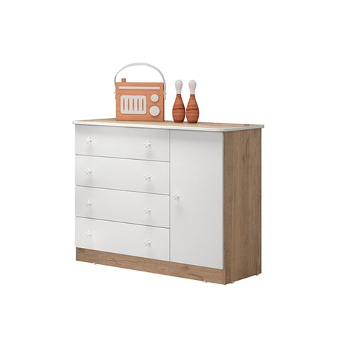 Comoda Sapateira Doce Sonho Carvalho com Branco - Qmovi