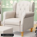 Ver imagem 2 de Poltrona de Amamentação e Descanso com Pés de Madeira Lucy P04 Suede Bege - Mpozenato