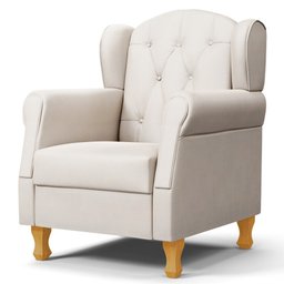 Poltrona de Amamentação e Descanso com Pés de Madeira Lucy P04 Suede Bege - Mpozenato - 1