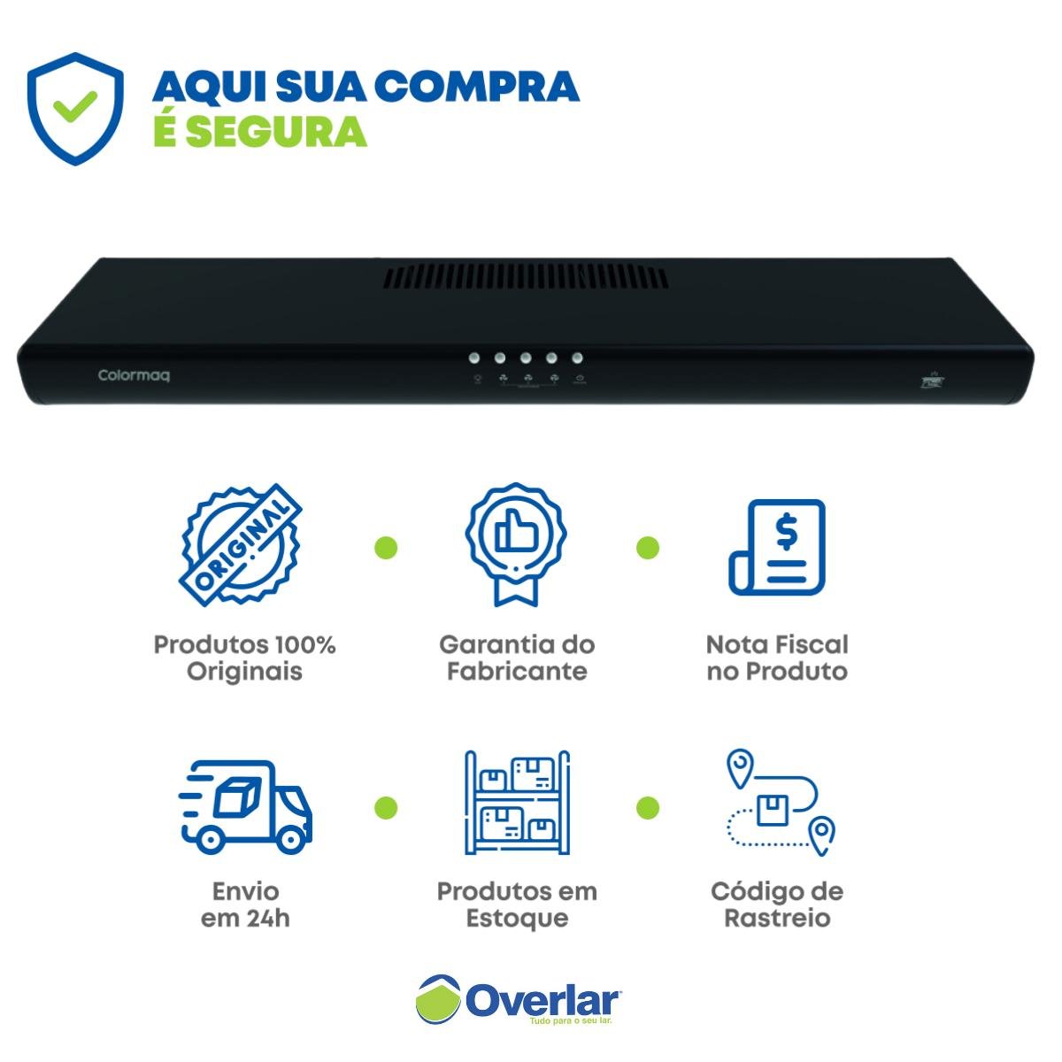 Depurador de Cozinha Exaustor 60 Cm de Parede Preto 127v - 8