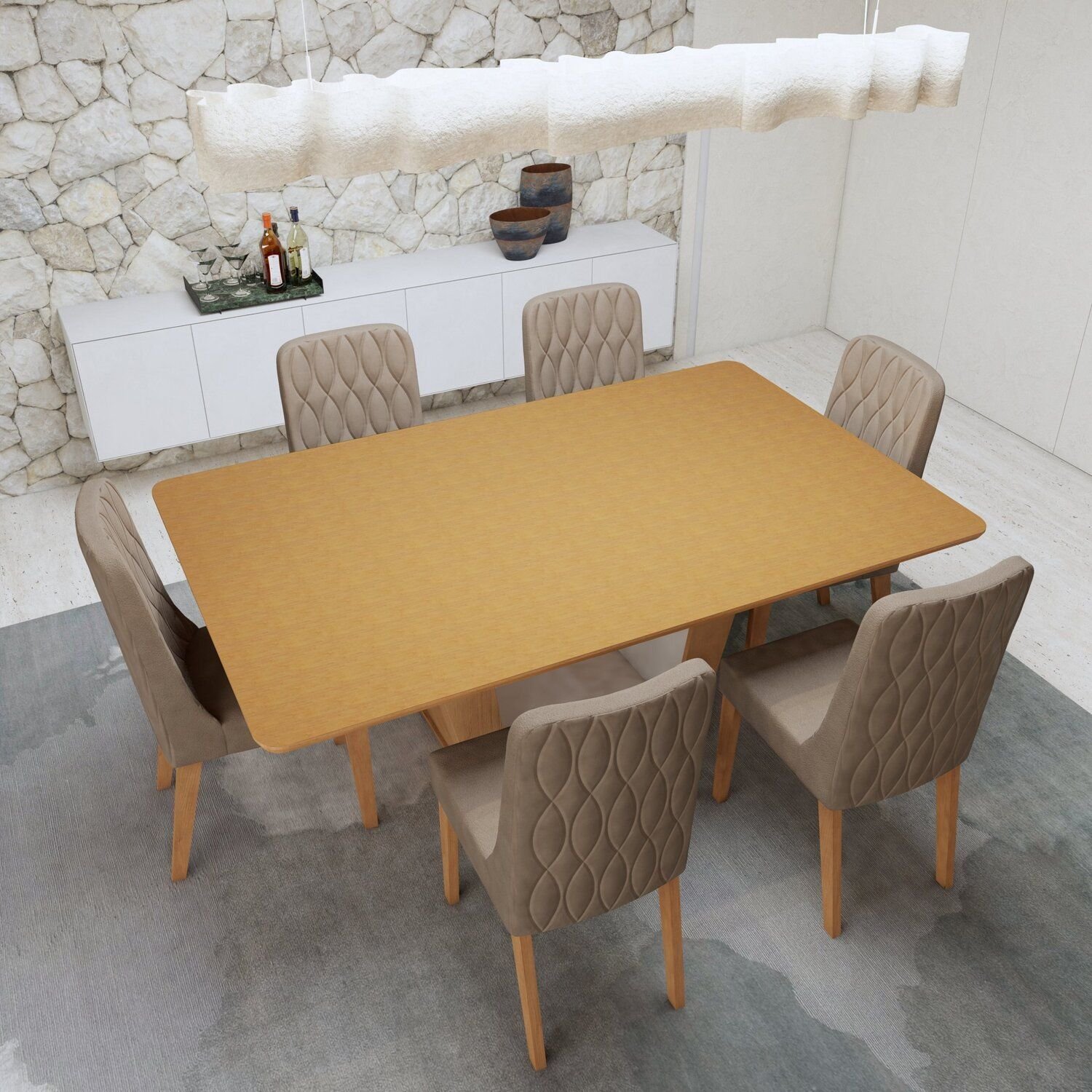 Conjunto Sala de Jantar 170cm com 6 Cadeiras | MadeiraMadeira