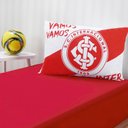 Ver imagem 1 de Jogo de Cama Bene Casa Solteiro Malha 100% Algodão Clube Internacional 2 Peças Vermelho