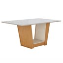 Ver imagem 6 de Conjunto Sala de Jantar 6 Lugares Retangular Tampo Vidro/MDF 160cm Mesa Apogeu com Cadeiras Luar Marrom Off White/Amêndoa Clean/Linho Rinzai Bege
