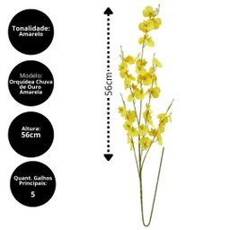Haste Flor Orquídea Amarela Chuva de Ouro Artificial 50cm - Mc Flores - 4