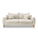 Ver imagem 5 de Sofá 3 Lugares 2,20m Estofado em Veludo Bege com Pés de Madeira - Logan Lucadi Home