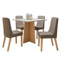 Ver imagem 2 de Conjunto Sala de Jantar 4 Lugares Quadrada Tampo Vidro/MDF Mesa Celebrare e Cadeiras Luar Marrom Amendoa Clean/Off White/Suede Animale Bege